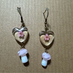 Heart mushroom earrings